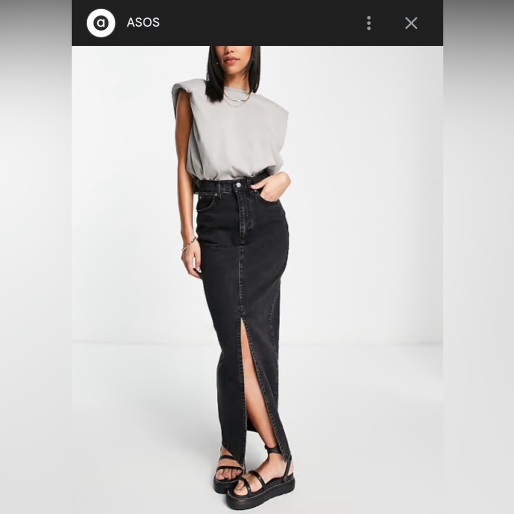 Asos Black Denim Maxi Skirt